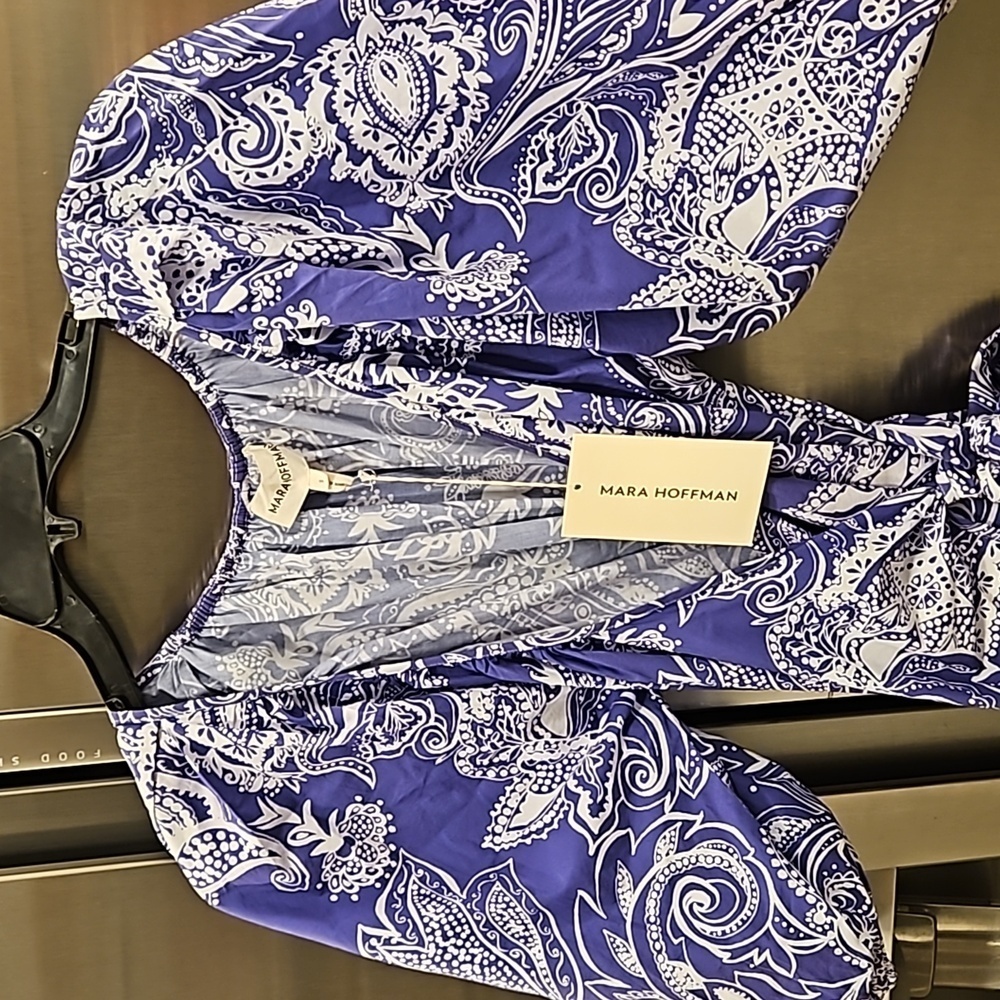 💕MARA HOFFMAN💕 Fila Dress ~ Purple with White Abstract Print Small S NWT - Picture 11 of 16